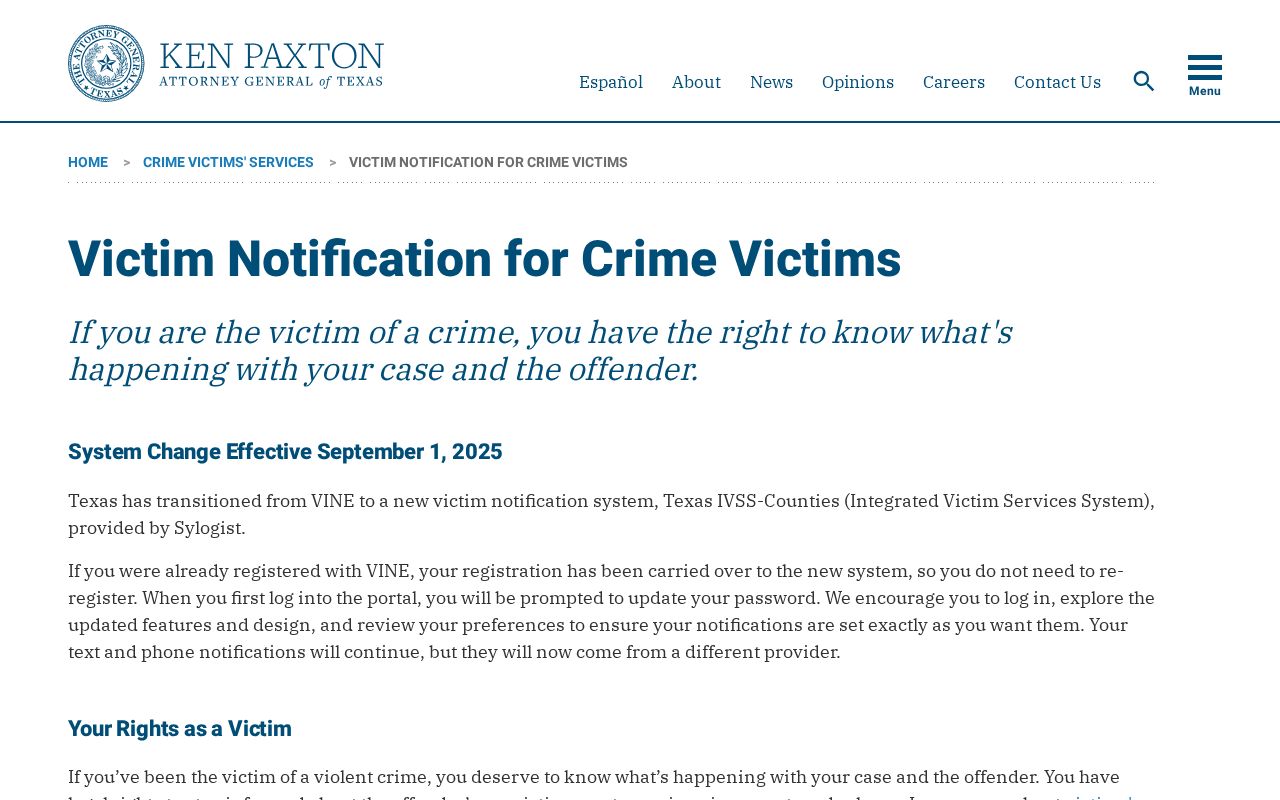 Texas VINE to IVSS transition page